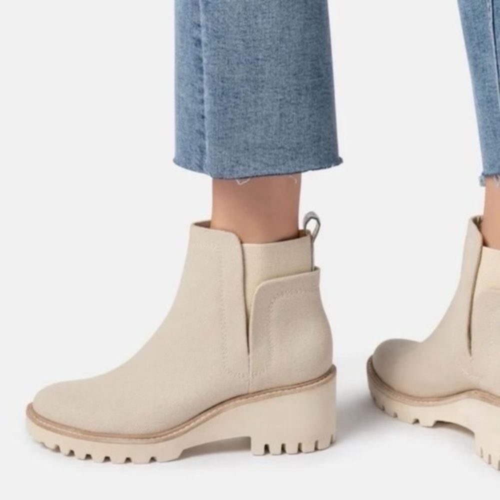 Dolce Vita suede bootiee with snakeskin tab